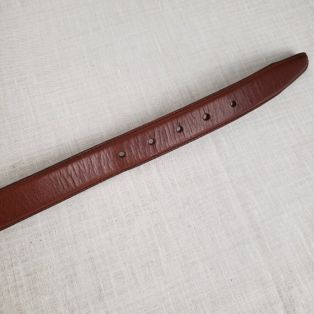 Arden Leather Co Brown Full Grain Cowhide Belt Gold Tone Brass Buckle Mens 50 - Picture 7 of 9